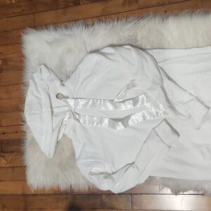 White Long Dress Hoodie with Ribbon Drawstring